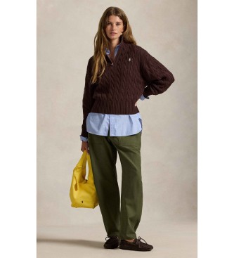 Polo Ralph Lauren Jersey de algodón en punto de ochos marrón