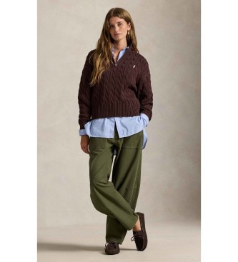 Polo Ralph Lauren Jersey de algodón en punto de ochos marrón