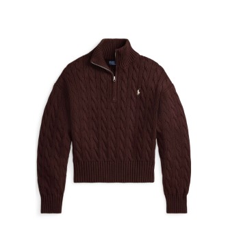 Polo Ralph Lauren Jersey de algodón en punto de ochos marrón