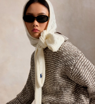 Polo Ralph Lauren Cappuccio in lana e cashmere bianco crema