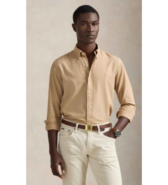 Polo Ralph Lauren Srajca Custom Fit dobby z bež teksturo