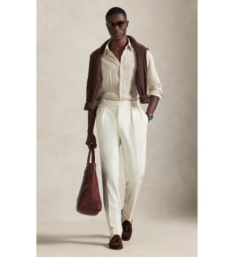 Polo Ralph Lauren Camisa Custom Fit de lino con rayas beige
