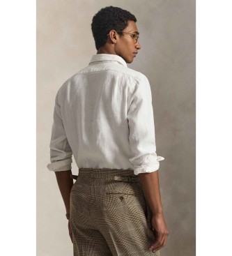 Polo Ralph Lauren Camisa Custom Fit de lino flameado blanco