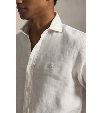 Polo Ralph Lauren Camisa Custom Fit de lino flameado blanco