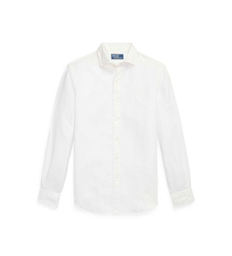 Polo Ralph Lauren Camisa Custom Fit de lino flameado blanco