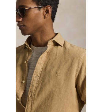 Polo Ralph Lauren Camisa Custom Fit de lino flameado beige