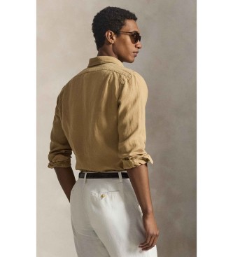 Polo Ralph Lauren Camisa Custom Fit de lino flameado beige