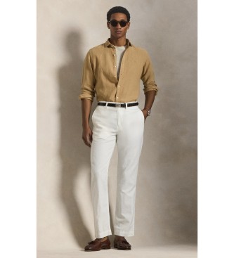Polo Ralph Lauren Camisa Custom Fit de lino flameado beige