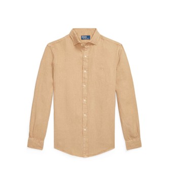 Polo Ralph Lauren Camisa Custom Fit de lino flameado beige