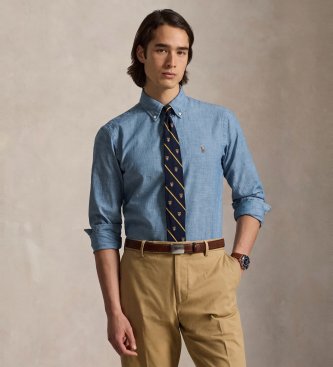 Polo Ralph Lauren Custom Fit blaues Chambray-Hemd
