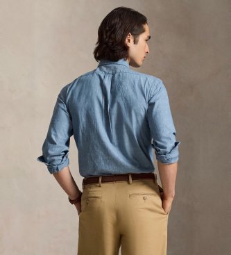 Polo Ralph Lauren Custom Fit blaues Chambray-Hemd