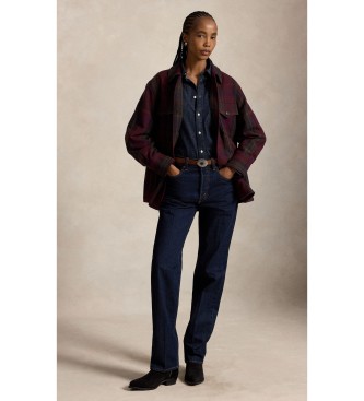 Polo Ralph Lauren Ohlapna jeans srajca mornarsko modre barve