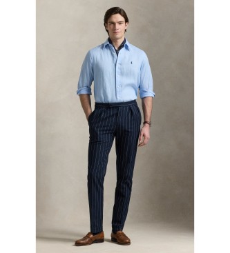 Polo Ralph Lauren Camisa de lino Custom Fit azul
