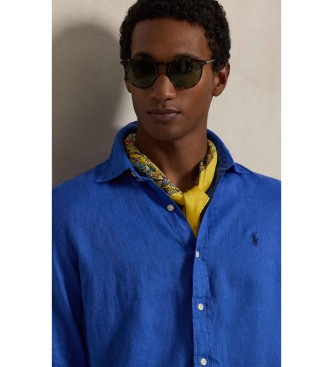 Polo Ralph Lauren Custom Fit Linnen overhemd blauw