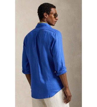 Polo Ralph Lauren Custom Fit Linnen overhemd blauw