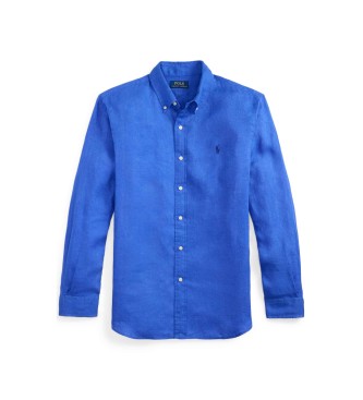 Polo Ralph Lauren Custom Fit Linnen overhemd blauw