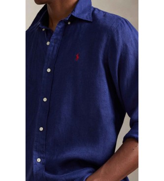 Polo Ralph Lauren Custom Fit Linnen overhemd marine