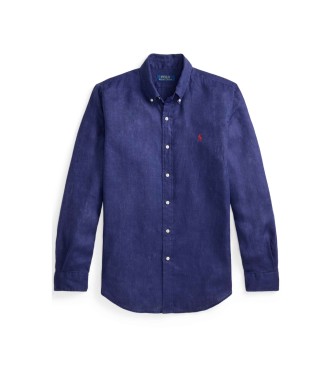 Polo Ralph Lauren Custom Fit Linnen overhemd marine
