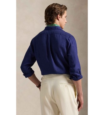 Polo Ralph Lauren Camicia in lino blu navy a vestibilit� slim