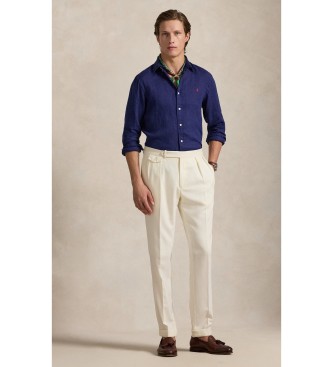 Polo Ralph Lauren Camicia in lino blu navy a vestibilit� slim