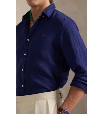 Polo Ralph Lauren Camicia in lino blu navy a vestibilit� slim