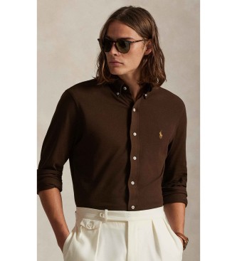Polo Ralph Lauren Chemise en piqu� ultra-l�g�re de couleur marron