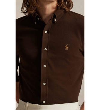 Polo Ralph Lauren Chemise en piqu� ultra-l�g�re de couleur marron