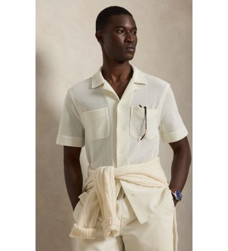 Polo Ralph Lauren Camicia pointelle con texture bianco crema