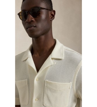 Polo Ralph Lauren Camicia pointelle con texture bianco crema