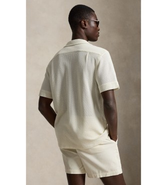 Polo Ralph Lauren Camicia pointelle con texture bianco crema