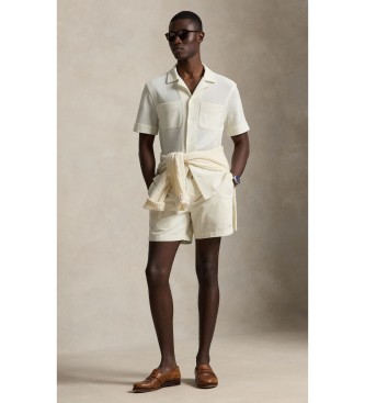 Polo Ralph Lauren Camicia pointelle con texture bianco crema