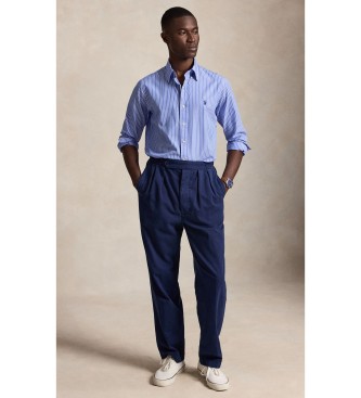 Polo Ralph Lauren Koszula z popeliny w paski Custom Fit niebieska
