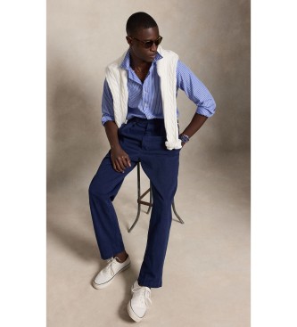Polo Ralph Lauren Koszula z popeliny w paski Custom Fit niebieska