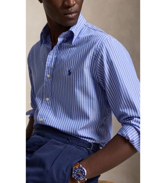 Polo Ralph Lauren Koszula z popeliny w paski Custom Fit niebieska