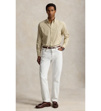 Polo Ralph Lauren Koszula z popeliny w paski Custom Fit be?owa