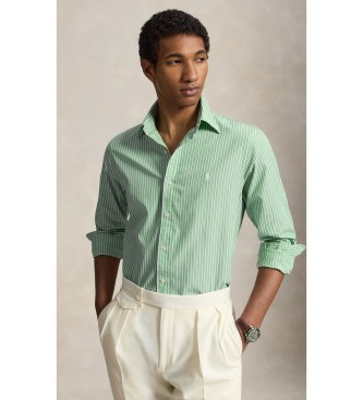 Polo Ralph Lauren Koszula z popeliny w paski Custom Fit zielona