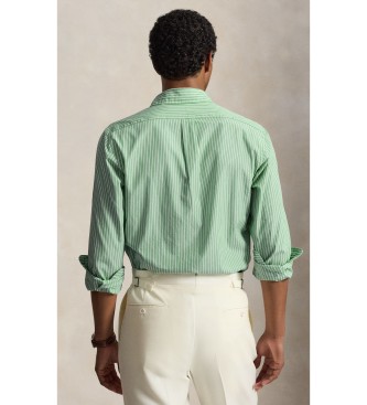 Polo Ralph Lauren Koszula z popeliny w paski Custom Fit zielona