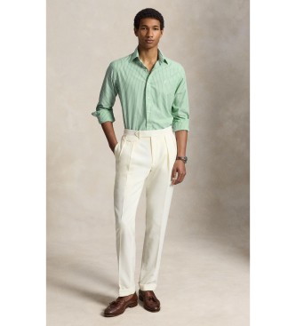 Polo Ralph Lauren Koszula z popeliny w paski Custom Fit zielona