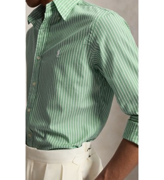 Polo Ralph Lauren Koszula z popeliny w paski Custom Fit zielona