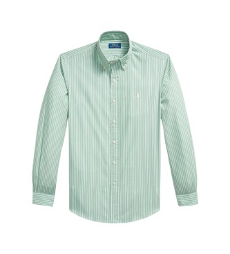Polo Ralph Lauren Koszula z popeliny w paski Custom Fit zielona