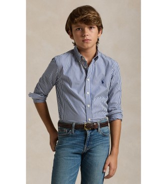 Polo Ralph Lauren Camisa de popelina de algodão com riscas azuis