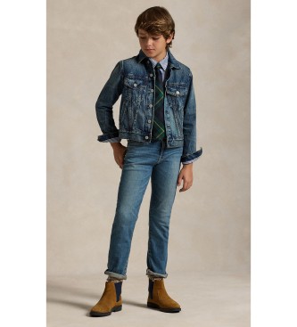 Polo Ralph Lauren Camisa de popelina de algodão com riscas azuis