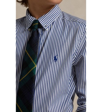 Polo Ralph Lauren Camisa de popelina de algodão com riscas azuis