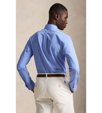 Polo Ralph Lauren Blaues Custom-Fit-Hemd aus elastischem Popeline