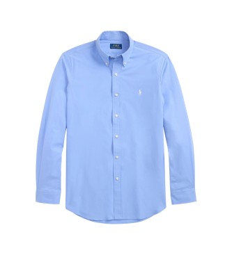 Polo Ralph Lauren Blaues Custom-Fit-Hemd aus elastischem Popeline