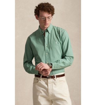 Polo Ralph Lauren Camisa de popelina elástica Custom Fit verde
