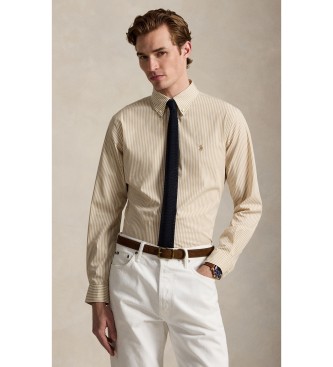 Polo Ralph Lauren Popeline en stretch Custom Fit overhemd beige