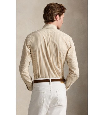 Polo Ralph Lauren Popeline en stretch Custom Fit overhemd beige