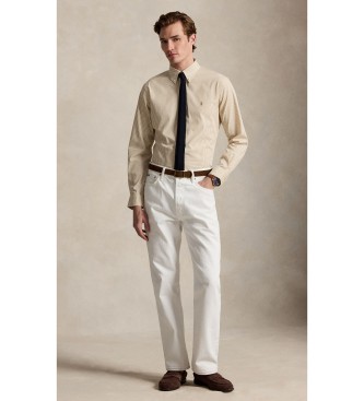 Polo Ralph Lauren Popeline en stretch Custom Fit overhemd beige