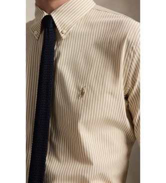 Polo Ralph Lauren Popeline en stretch Custom Fit overhemd beige
